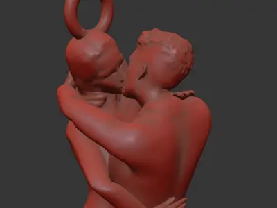 Long Kiss Gold Pendant Jewelry 3D print model