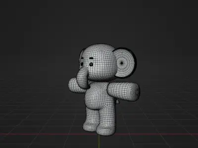 Cartoon cute elephant 3D model