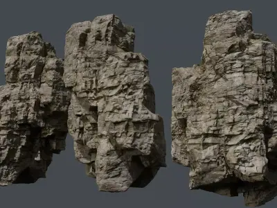 Large Jungle Cliffs Modular Low-poly 3D model