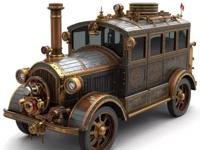 Steampunk Heavy Duty Troop Transport 3D Model Low-poly 3D model