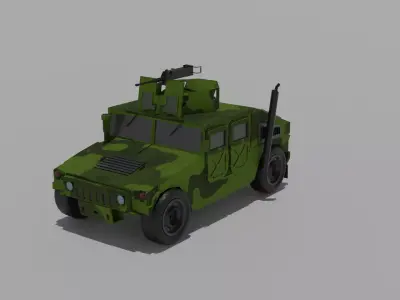 Humvee Green Army Vehicle 3D Model Low-poly 3D model