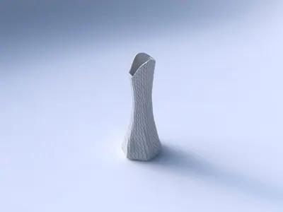 Vase squeezed and bent hexagon 2 with twisted diagonal grid p... 3D print model