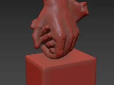 Lovers Hands Entwined Sculpture 3D model