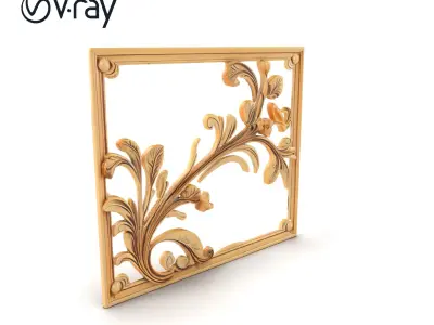 Art Nouveau Botanical Wall Panel model pack Low-poly 3D model