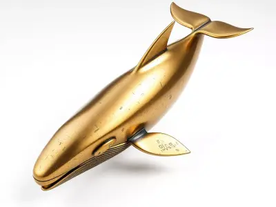 Golden Whale Sculpture Model Low-poly 3D model