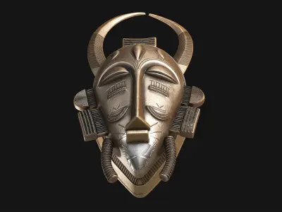 African Baule Sun Mask  Low-poly 3D model