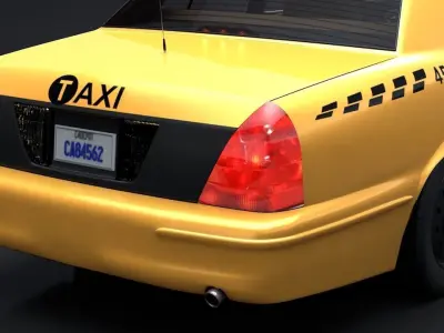 City Taxi Rigged C4D Low-poly 3D model