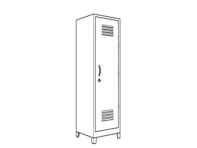 METAL CABINET-SINGLE LONG-RED AND WHITE Low-poly 3D model