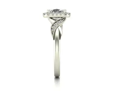 Cushion Shape unique engagement ring 3D print model