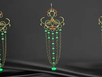 earrings pair of with beads 3D model