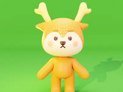 Cute Cartoon Character Rigged Deer 3D model