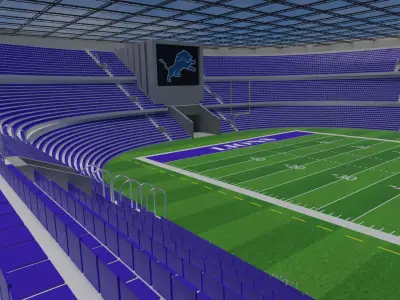 Detroit Lions - American Football Stadium  Low-poly 3D model