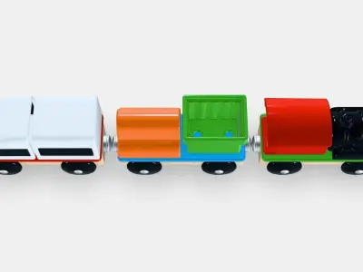 LILLABO 3piece train set Low-poly 3D model