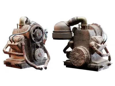 Old rusty vintage car engine vehicle part da1 Low-poly 3D model