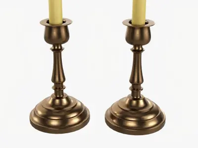 Candlestick with candles pair 3D model
