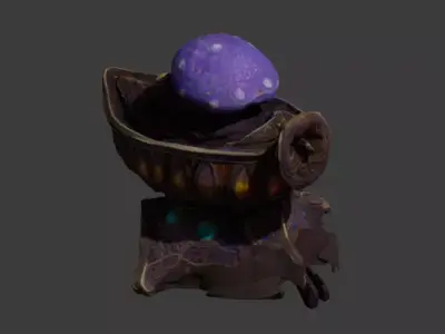 Mystic Mushroom Chest  Fantasy 3D Asset 3D print model