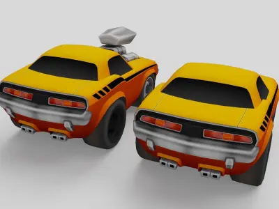 low poly generic cartoon car  3D model