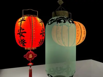 Chinese red lantern 3D model 73