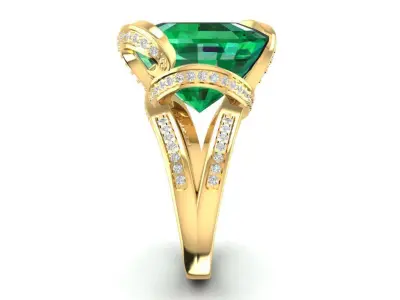 Luxury Emerald Gemstone Ring for Women 887 3D print model