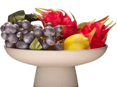 bowl of tropical fruits 10 3D model