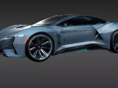 Futuristic Electric Concept Car 3D Print Model Original Design Low-poly 3D model