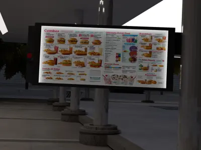 Sonic Drive Through - Fast Food Restaurant - Scene Low-poly 3D model