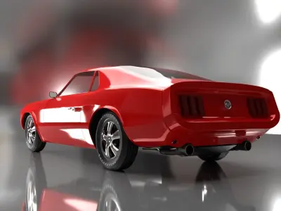 Red Mustang Low-poly 3D model
