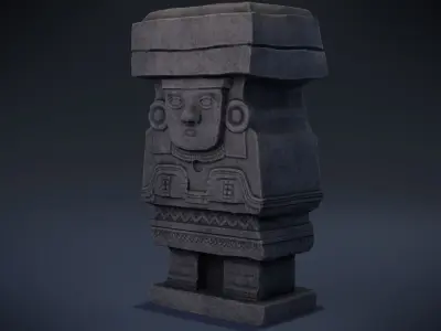 Chalchiuhtlicue stone column Low-poly 3D model