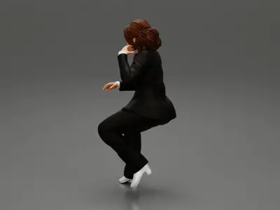 Beautiful young woman musician sitting 3D print model