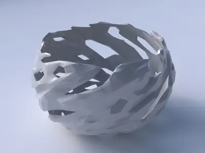Bowl spheric twisted with faceted cuts and bulges  3D print model