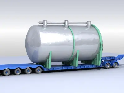 Heavy Lowboy Trailer Low-poly 3D model