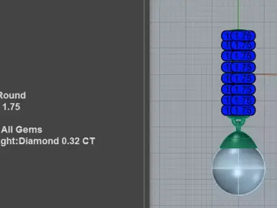 Luxury Vertical Diamond Pearl Drop Pendant 3D print model