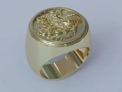 Eagle mexico signet ring 3D print model