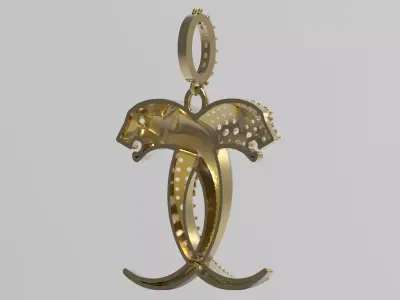 Double tiger stl 3d jewelry stl 3d pendant jp0404 3D print model