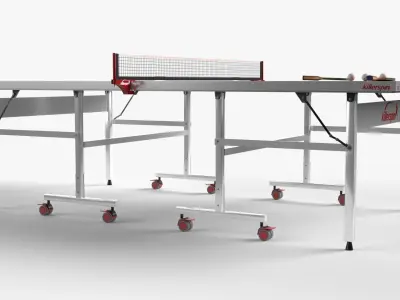 Red Tennis Table Ping Pong  rackets  and ball Low-poly 3D model