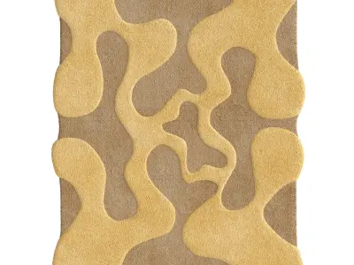 Beige Yellow Small Oops Rug 3D model
