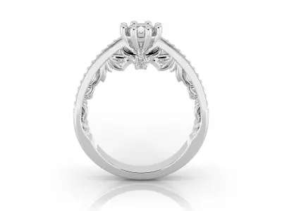 D-1860 diamond engagement ring gold 3D print model