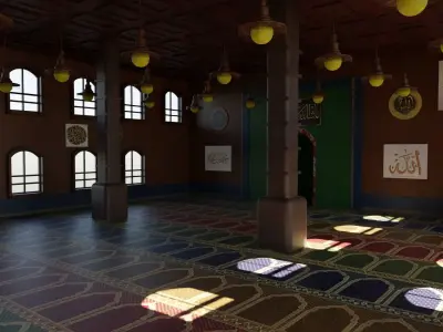 Mosque Interior Low-poly 3D model