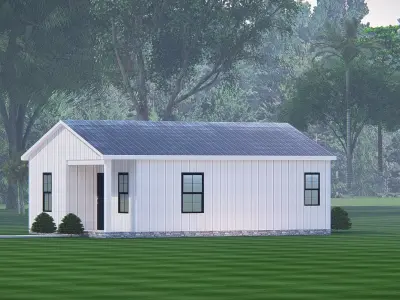 American Farmhouse 3D Model  Classic Country Home Exterior 3D model