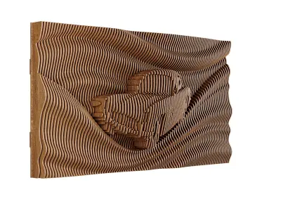 Parametric Wavy Wooden Wall Decor 11 - wood cutting machines 3D model