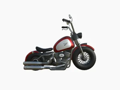 Motorcycle Cartoon A12 Red White - Custom Vehicle Design Low-poly 3D model