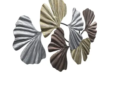 Metallic Leaves 41 Wide Metal Wall Art PBR 3D model