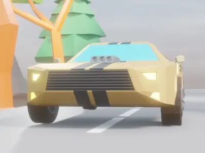 Racing and Classic Not Rigged Muscle Car  Low-poly 3D model