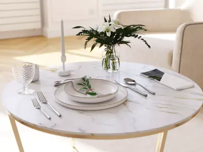 Classic restaurant table setting tableware 3D model