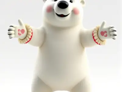 Dapper Polar Bear Model  Rigged and Animated Low-poly 3D model