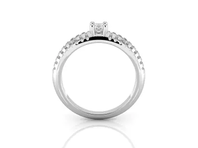 D-1835 diamond engagement ring gold 3D print model