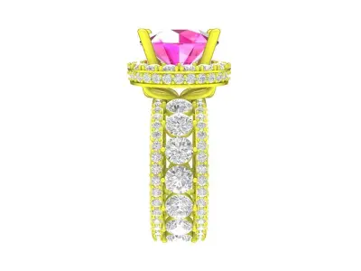 Luxury Halo Eternity Diamond Engagement Ring 3D Model A7369 3D print model