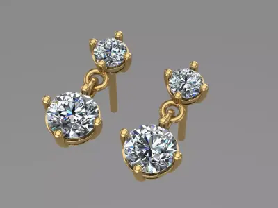 Diamond jewelry earring Coloured Classic E04 3D print model 3D print model