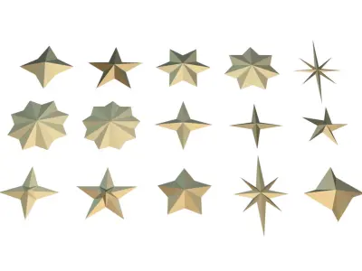 star set low poly group of gold stars 3D print model