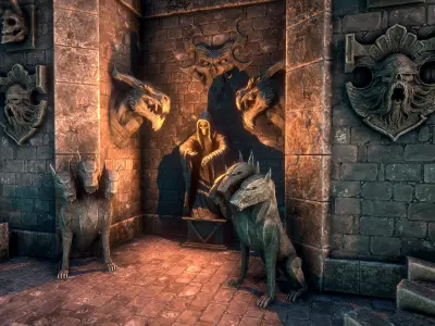 Gothic statues Low-poly 3D model